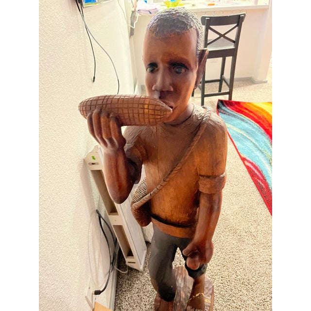 1910s E . Jeanty Wooden Hand Carved Statue For Sale - Image 4 of 4