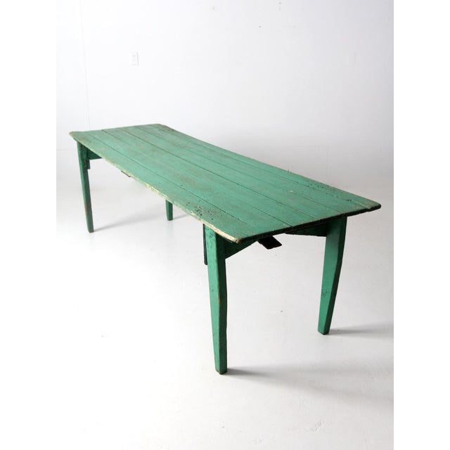 Antique Green Wooden Folding Table 8 Ft For Sale - Image 18 of 18