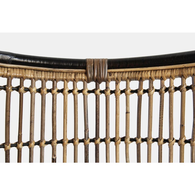 Midcentury Modern Boho Bamboo & Black Scoop Chair For Sale - Image 4 of 7