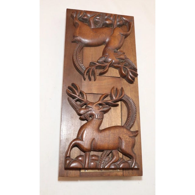 Brown Antique Hand Carved Figural Deer Wood Expandable Collapsable Shelf Bookend For Sale - Image 8 of 11