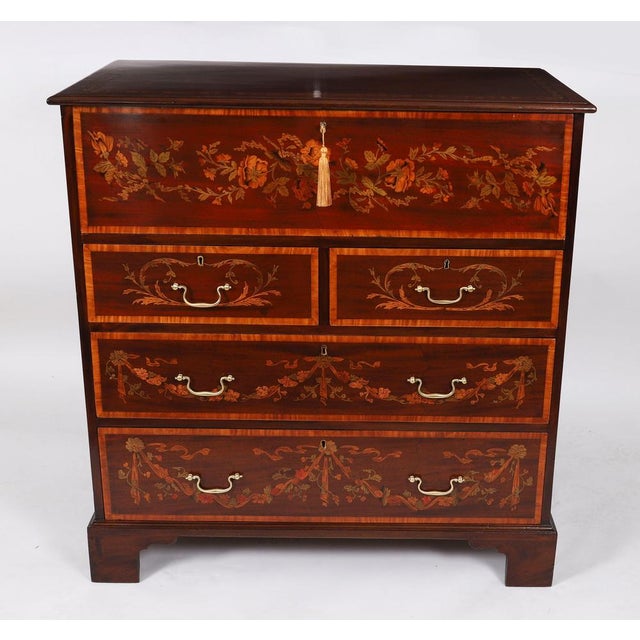Antique Early George II Inlaid Mahogany Chest with Secretaire, 18th Century For Sale - Image 3 of 18