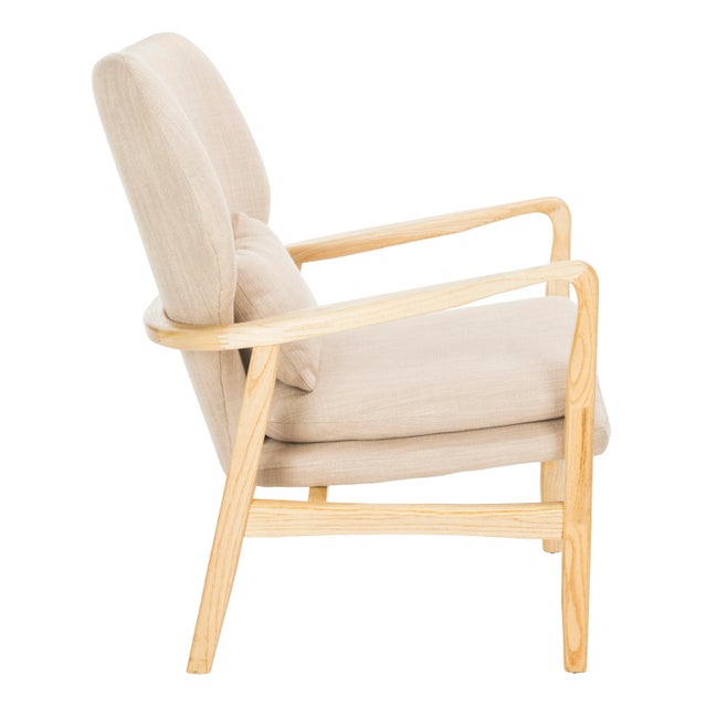 Modern Accent Chair in Beige & Natural For Sale - Image 3 of 9