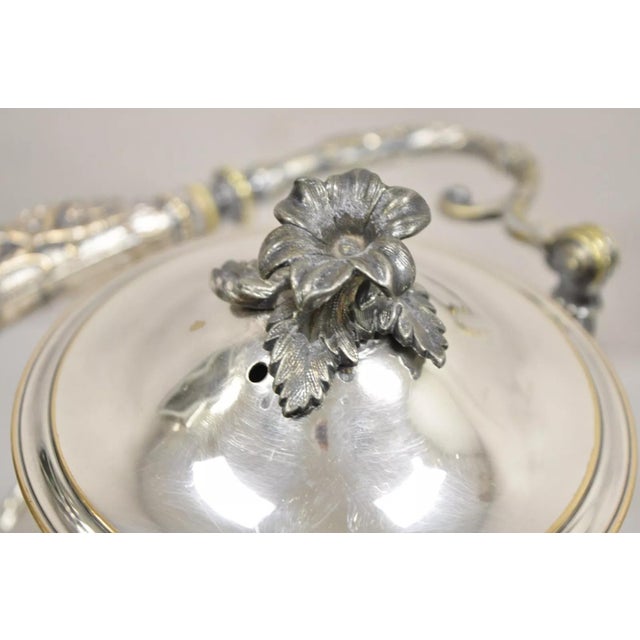 Metal Antique Art Nouveau English Silver Plated Tilting Tea Kettle on Stand For Sale - Image 7 of 11