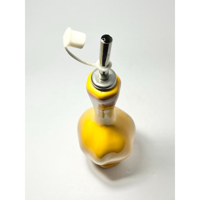 2000 - 2009 Ceramic Yellow & Orange Olive Oil Dispenser Cruet Bottle & Appetizer Plates - 3 pcs For Sale - Image 5 of 9