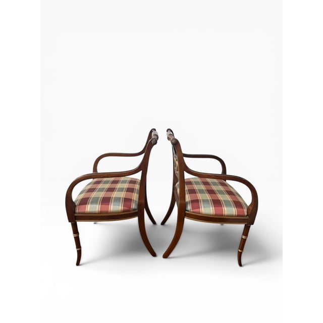 Brown Pair of 1990s Baker Historic Charleston Collection “Governor Alston” Regency Armchairs For Sale - Image 8 of 18