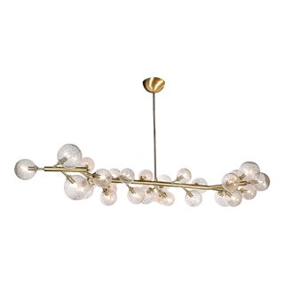 Custom Branch Form Hand-Blown Murano Glass W/ 24k Gold & Brass Fitted Chandelier For Sale