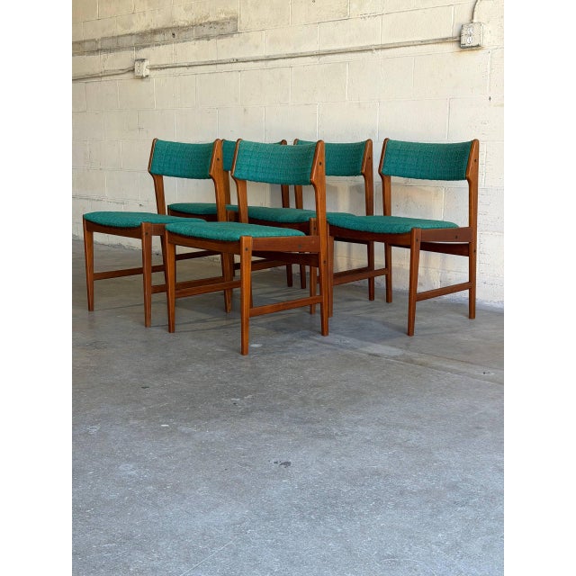 Teak Dining Chairs in Style of Erik Buch Organic Upholstered Seating Set of 5 Denmark 1960s For Sale - Image 10 of 10