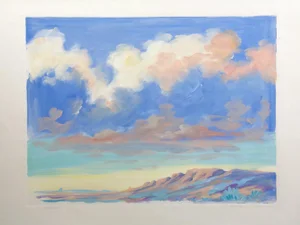 1980s "Ballad" Impressionist Style Landscape Monoprint on Paper by Kristen Olsen