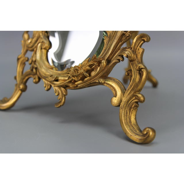 Rococo French Gilt Bronze Desktop Mirror with Cherub and Bird, 1890s For Sale - Image 11 of 18