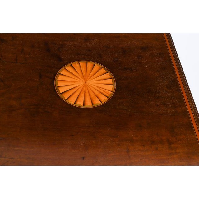 Blue Antique Edwardian Flame Mahogany and Inlaid Revolving Bookcase, 1890s For Sale - Image 8 of 15