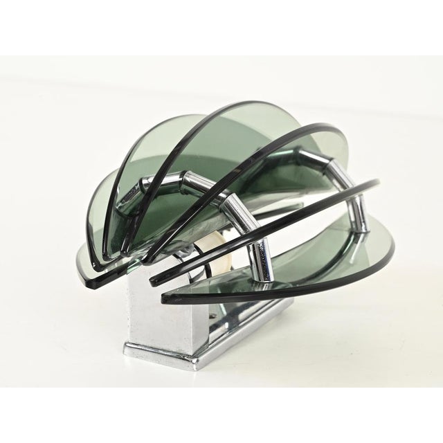 Green Crystal and Chrome Wall Sconces by Veca, Italy, 1970s, Set of 2 For Sale - Image 4 of 16