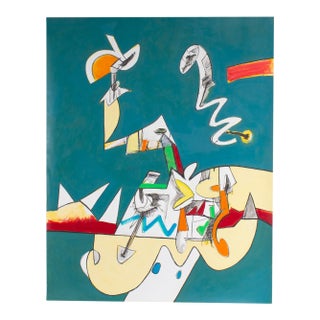 Abstract Acrylic and Watercolor on Paper Painting by James L. Bruch For Sale