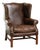 Vintage English Wing Armchair In Grained Cowhide Leather For Sale