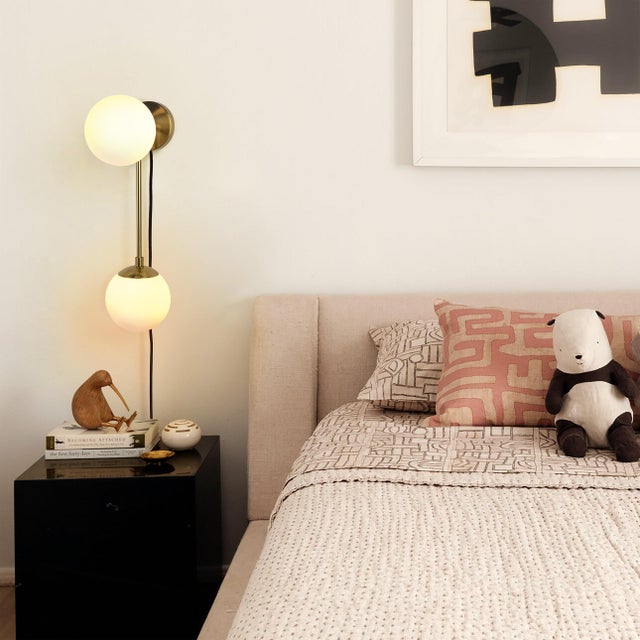 Contemporary Duo Modern Contemporary Wall Sconce - Brushed Brass, Plug-In For Sale - Image 3 of 8