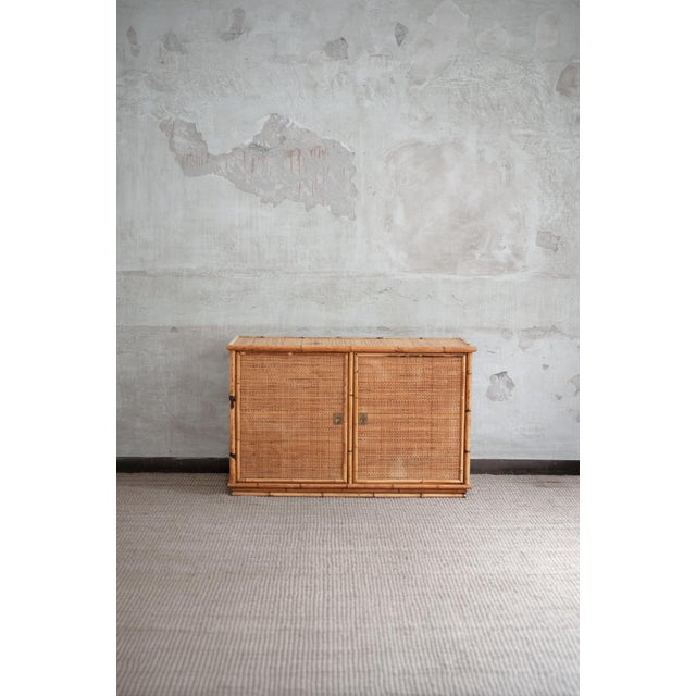 Light Yellow Bamboo and Rush Fabric Sideboard by Dal Vera, 1970s For Sale - Image 8 of 8