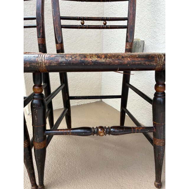 Wood Pair of Vintage Rush Seat Ladderback Chairs For Sale - Image 7 of 12