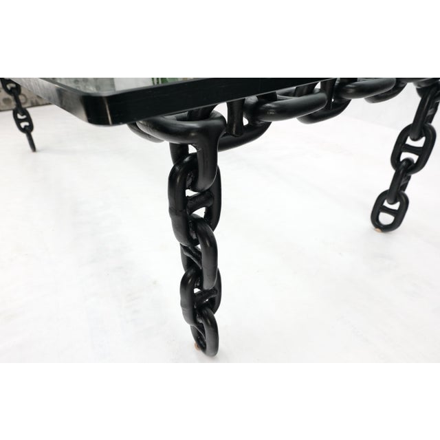 Mid 20th Century Large Oversize Fused Marine Chain Base Rectangle Coffee Table Thick Glass Top For Sale - Image 15 of 15