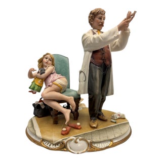 Vintage Mid-Century Italian Capodimonte Porcelain Sculpture "La Puntura" by Luciano Cazzola for Porcellane Principe For Sale