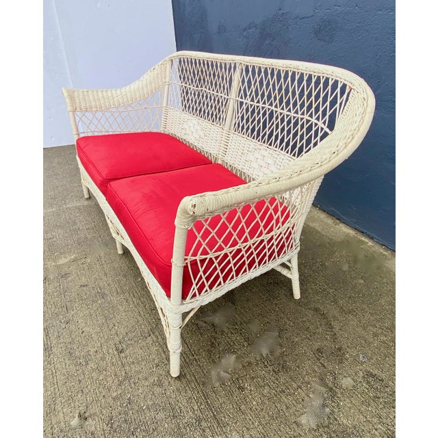 Bar Harbor Wicker Sofa For Sale - Image 4 of 9