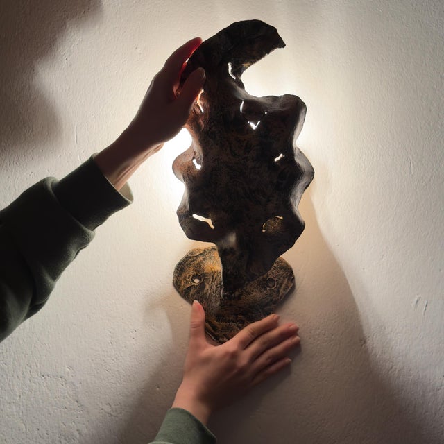 Vintage Italian Brutalist Metal Wall Lamp by Salvino Marsura, 1970s For Sale - Image 6 of 18