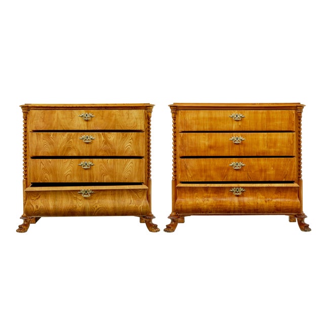 Antique Swedish Chest of Drawers in Carved Elm, 1850, Set of 2 For Sale - Image 11 of 13