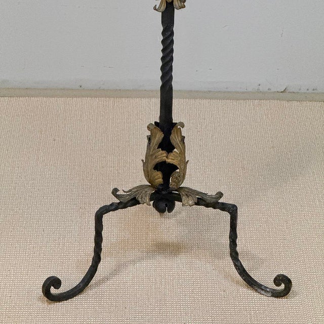 Spanish Revival Hand Forged Iron and Brass Torchère ~ Floor Candelabra For Sale - Image 18 of 18