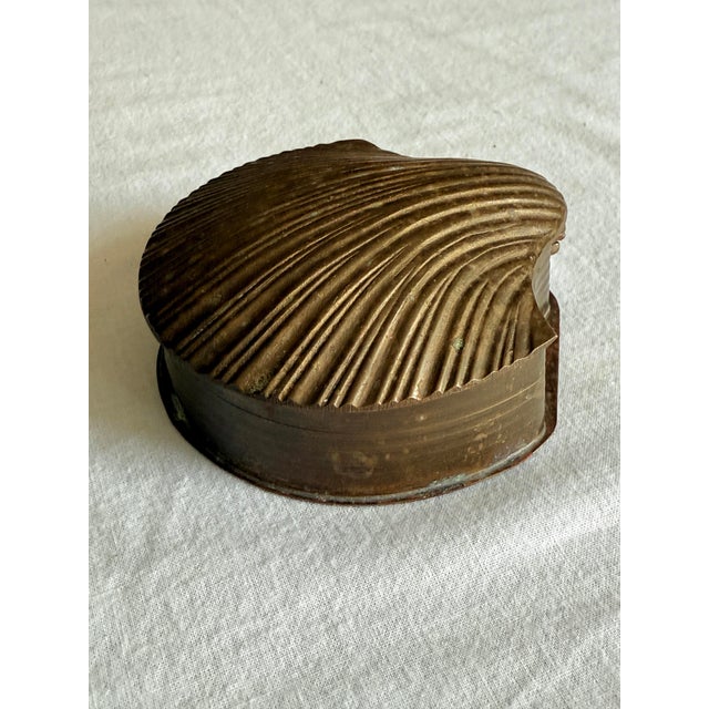 Vintage Hollywood Regency Style Brass Shell Keepsake Box For Sale - Image 10 of 11