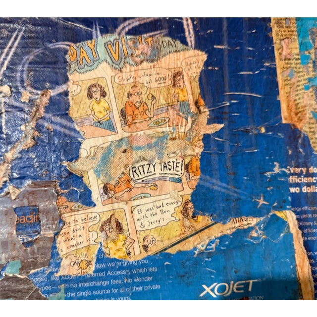 Sculpture Materials Mike Falcon, Large Mike Falcon Torn Paper Collage Painting Assemblage Pop Art Decollage For Sale - Image 7 of 18