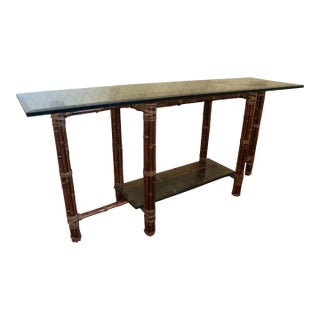 McGuire Glass and Bamboo Hallway Side Table For Sale