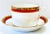 Set of seven discontinued pattern by Richard Ginori Palermo rust cups and saucers (and 2 extra cups) banded in a deep...