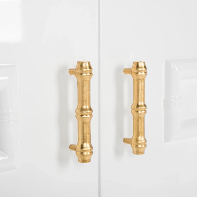 Wood Lacquer Bamboo Cabinet in White Lacquer For Sale - Image 7 of 9