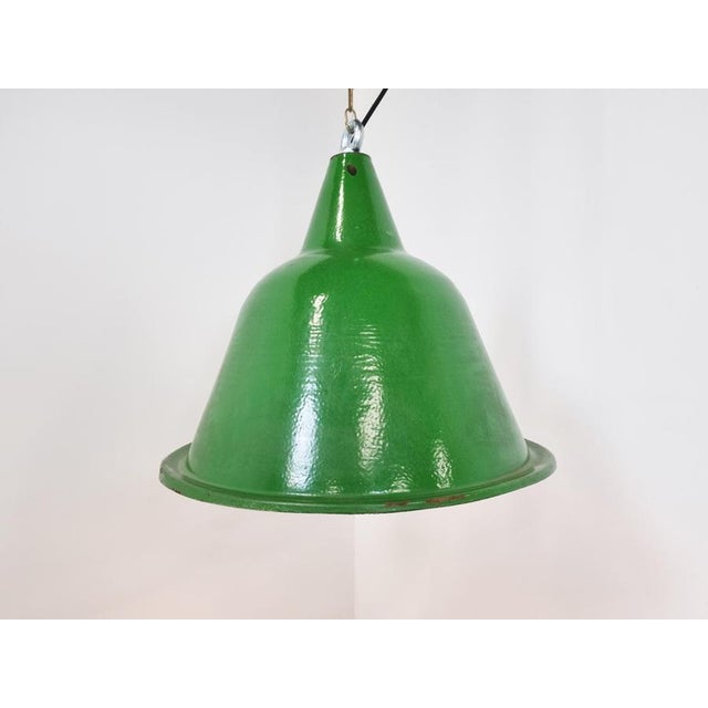 1960s Large Vintage Industrial Green Enamel Pendant Light, 1960s For Sale - Image 5 of 9