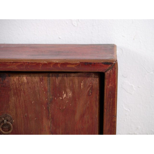 Metal Low Antique Qing Dynasty Vermilion Gansu Sideboard For Sale - Image 7 of 12