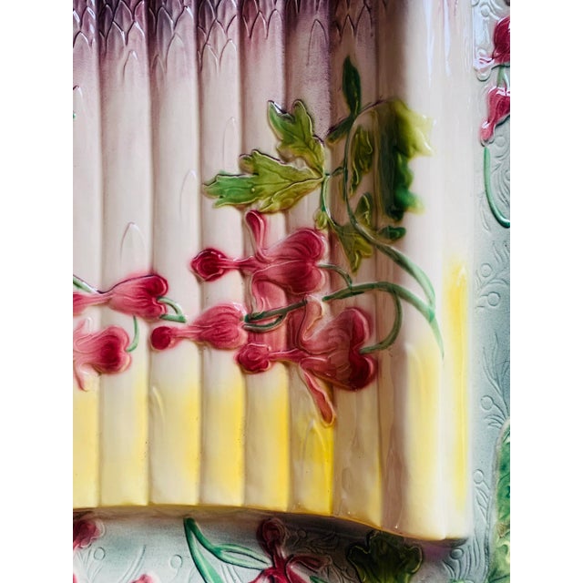 French 1930s St Clement French Majolica Asparagus Serving Platter For Sale - Image 3 of 9