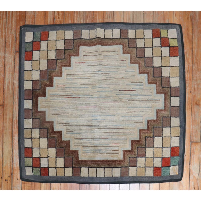 Mid 20th Century Tribal American Hooked Rug For Sale - Image 9 of 18
