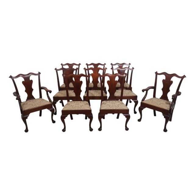 Set of 10 Larry Crossman Bench Made Mahogany Dining Room Chairs For Sale