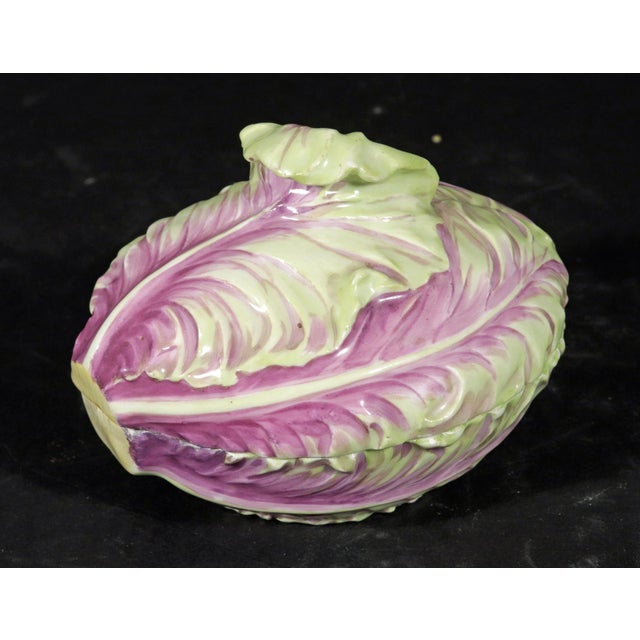 Green Meissen Porcelain Trompe l'Oeil Red Cabbage Box and Cover, Marcolini Period For Sale - Image 8 of 13