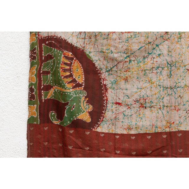 Abstract Desert Elephant Silk Kantha Reversible Throw For Sale - Image 3 of 6