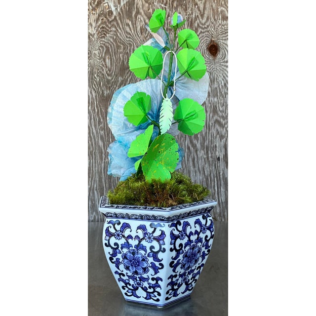 Blue Contemporary Hand Rolled Paper Flowers For Sale - Image 8 of 9