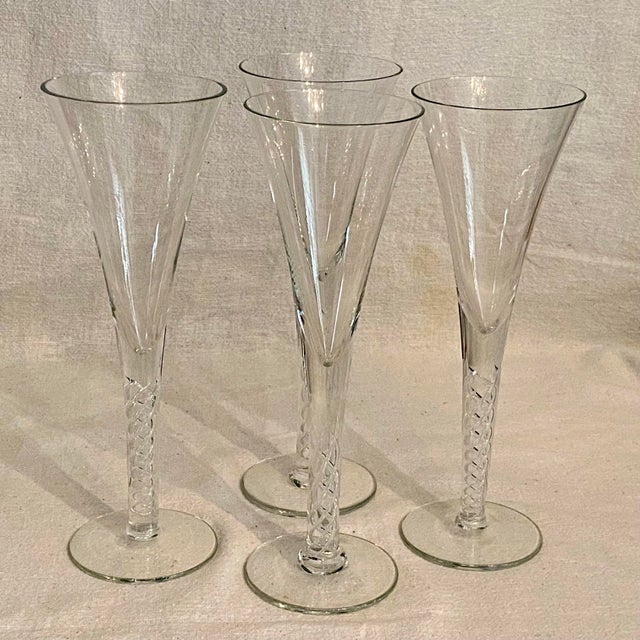 1970s Vintage Air Twist Stem Wine/Champagne Glasses by Colony - Set of 4 For Sale - Image 5 of 8