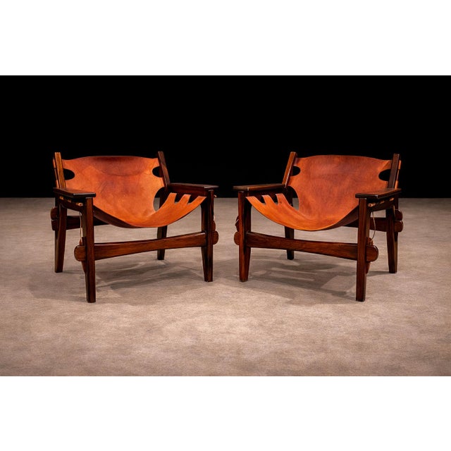 Armchairs “Kilin” in Hardwood & Leather, Sergio Rodrigues, 1960s - Lot 595A For Sale - Image 9 of 17