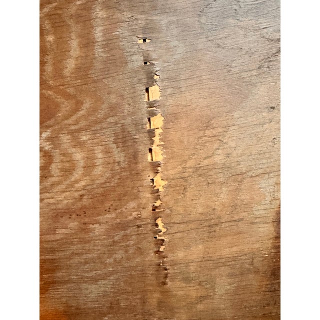 1920s French Art Deco Oval Oak Mirror With Brass Appliqué For Sale - Image 12 of 13