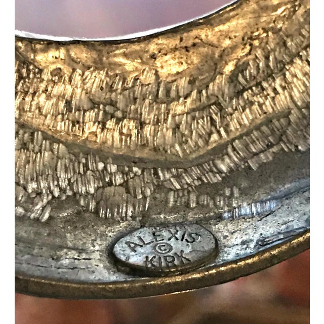 1970s Vintage Alexis Kirk Coral Orange Pewter Crescent Pendant Necklace For Sale In Los Angeles - Image 6 of 8