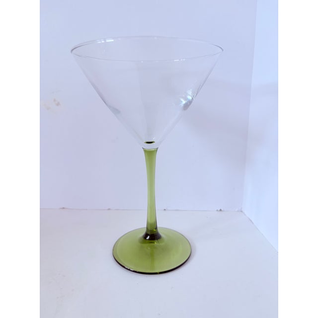 Chartreuse Vintage Mid-Century Modern Chartreuse Stem Green Martini Coupe Glasses - Set of 6 For Sale - Image 8 of 9