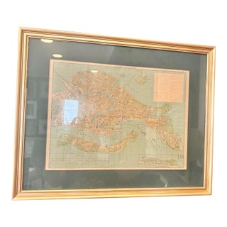 Vintage Framed Map of Venice Italy For Sale