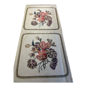 Pair of 1990s Velvet Floral Print Fabric Remnants