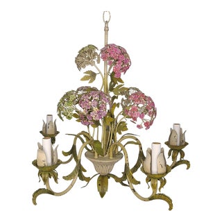 Hydrangea Tole 5 Light Chandelier For Sale