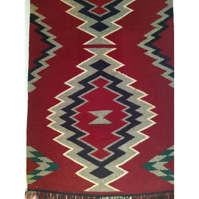 1900 - 1909 Vintage American Navajo Rug, Storm Pattern, Wool & Cotton, Southwestern Rug, 2x3 For Sale - Image 5 of 7