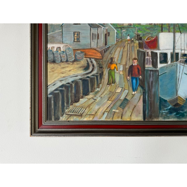 1960s 1960's Dan Steinberg Harbor Stroll - Landscape Scene Oil Painting, Framed/ Sold For Sale - Image 5 of 12