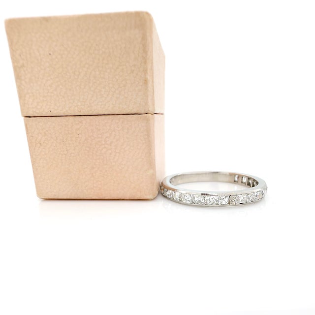 1920s 1920s Art Deco Platinum French Cut Diamond Ring, 0.90 Ct, Size 6.75 For Sale - Image 5 of 14